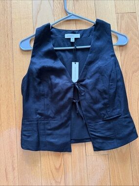 NWT Banana Republic Black Linen blend Tie-Front Vest